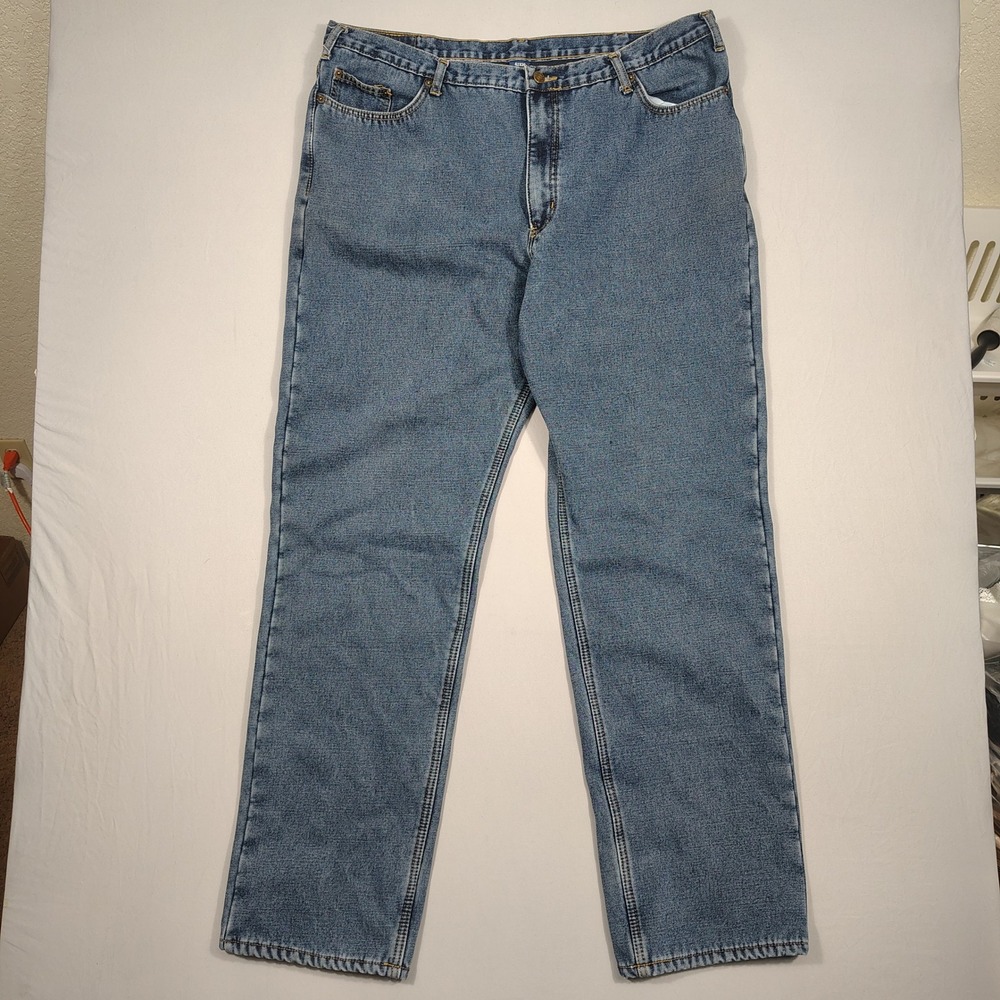 Full Blue Jeans Mens 42x36 Fleece Lined Straight Leg Blue Denim Solid Outdoor